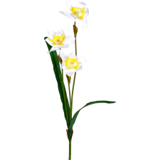  Művirág nárcisz 3 virággal fehér-sárga 57 cm dekoráció