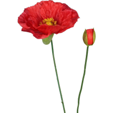  Művirág - pipacs/mákvirág - szálas -71cm piros színben dekoráció