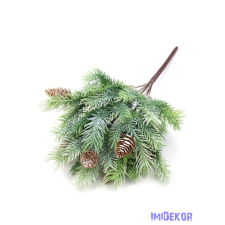  Műzöld fenyőcsokor tobozzal 36cm dekorációs kellék