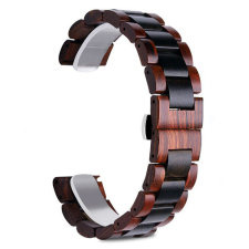 MYBANDZ Klasszikus fa óraszíj / vörös-fekete / 22mm okosóra kellék