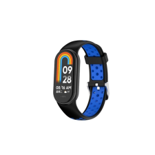 Mybandz Xiaomi Mi Band 8 Lélegző Szilikon Okosóra szíj - Fekete/Kék (19010) okosóra kellék