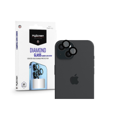 MyScreen Protector Diamond Glass hátsó kameralencse védő edzett üveg - Apple iPhone 15/15 Plus - fekete mobiltelefon kellék