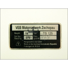 MZ/TS TÍPUSTÁBLA /TS125/ MZ/TS - 125 egyéb motorkerékpár alkatrész