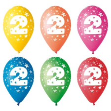 N/A Léggömb 26cm - 2-es szám (5db) (11-PRINT2) party kellék