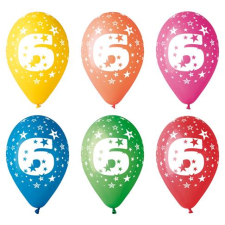 N/A Léggömb 26cm - 6-os szám (5db) (11-PRINT6) party kellék