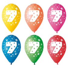 N/A Léggömb 26cm - 7-es szám (5db) (11-PRINT7) party kellék