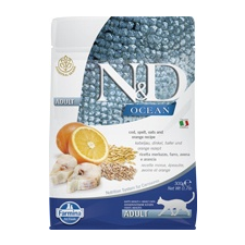 N&D Cat Ocean tőkehal,tönköly,zab&narancs Adult 300g macskaeledel