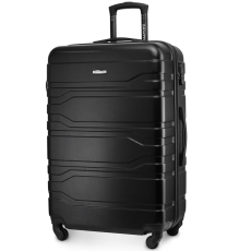 Nagy bőrönd, Zagatto®, Fekete, 75x48x29 cm, Alumínium teleszkópos nyél, 4 kerék 360, Űrtartalom 90L, L méret, Oldalvédő lábak, Digit, ZG503 A Fekete