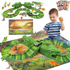 NAGY DINOSAURUS versenypálya 140 el. 210cm autópálya és játékautó