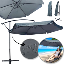  Nagy kerti napernyő karos és fodros, grafit színű, 3,5 m - OGP04 kerti bútor