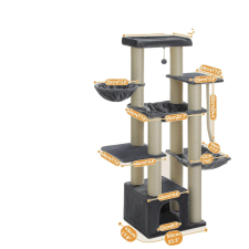  Nagy macskafa, többszintű kialakítás, erős stabilitás, AMT0268G, XL macskabútor
