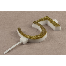 Nagy méretű arany csillámos 5 számgyertya gyertya