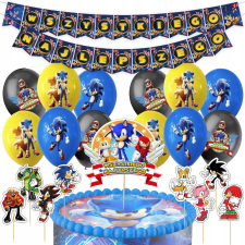  NAGY SZÜLETÉSNAPI SZETT SZONIKUS LÉGGÖMBÖK TOPPER FÜZÉR PARTY 47EL party kellék