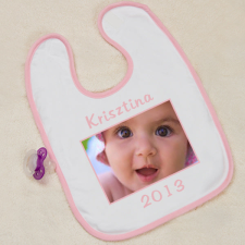 NagyAjándék Fényképes bébi előke - rózsaszín egyedi ajándék