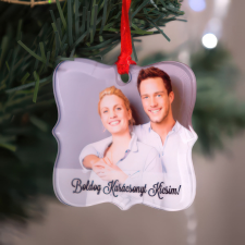 NagyAjándék Fényképes karácsonyfadísz, felirattal karácsonyfadísz