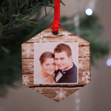 NagyAjándék Fényképes karácsonyfadísz, hatszög alakú karácsonyfadísz