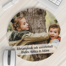 NagyAjándék Kör alakú fényképes egérpad felirattal egyedi ajándék
