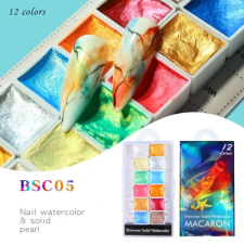 Nagyker 1. Akvarell festék 12db gyöngyház aquarell #05 körömdíszítő