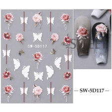 Nail-Art Körömmatrica - SW-5D117 virág körömdíszítő