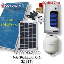 NAPCSAP Napelemes + prémium Cordivari síkkollektoros napkollektor rendszer 100 literes hőcserélős bojlerrel, 12V szivattyúval, 20W napelemmel, tágulási tartállyal, biztonsági szeleppel napelem