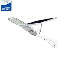  Napelemes alkonykapcsolós utcai LED lámpa, mozgásérzékelővel, tartórúddal (50W/3000lm) hideg fehér kültéri világítás