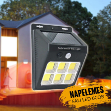 Napelemes fali kültéri LED lámpa mozgásérzékelős 6 COB YX-601COB-6 kültéri világítás