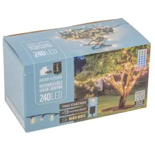  Napelemes fényfüzér 240 LED-es időzítős tölthető meleg dekorációs kellék