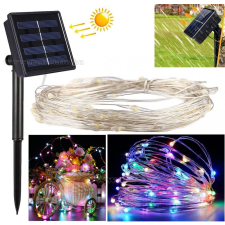 Napelemes kültéri fényfüzér, Kerti LED fényfüzér micro LED-es MM1396LED Színes kültéri világítás