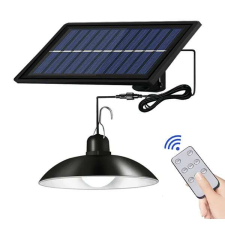 Napelemes led kerti csillár távirányítóval, vízálló, energiatakarékos, fekete kültéri világítás