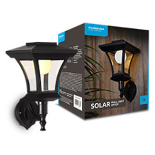  Napelemes oldalfali lámpa, meleg fehér, fekete kültéri világítás