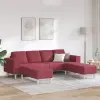  Nappali Kanapé 3 pcs Bordó 250 x 188 x 76 cm Poliészter