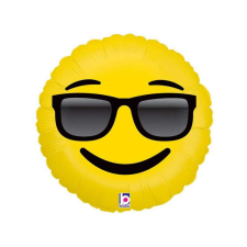  Napszemüveges Emoji fólia lufi - 46 cm party kellék