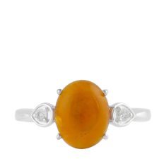  Narancs Tűzopál és Fehér Topáz Ezüst Gyűrű - 2.26 ct gyűrű