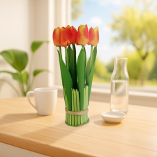  Narancssárga tulipán művirág 26x6,5cm 11897D dekoráció