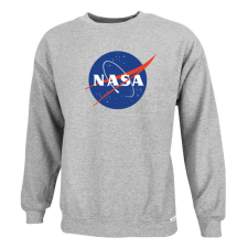 Nasa Insignia környakú pamut pulóver - melírszürke férfi pulóver, kardigán