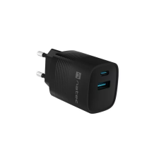 Natec Ribera GaN USB-C / USB-A Hálózati töltő - Fekete (30W) (NUC-2141) mobiltelefon kellék