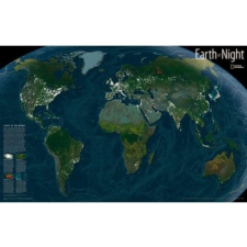 NATIONAL GEOGRAPHIC Műholdas világtérkép - a Föld térképe éjszaka National Geographic 89x56cm térkép