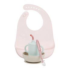  Nattou étkészlet szilikon 4 részes ivópohárral pink babaétkészlet