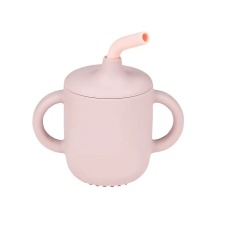  Nattou itatópohár szívószálas szilikon pink babaétkészlet