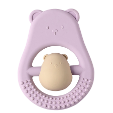 Nattou szilikon rágóka maci mama és kisbocs, lila rágóka