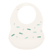  NATTOU szilikonos előke csattal, BPA-mentes, fehér babaétkészlet