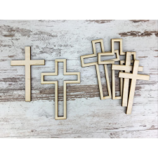  Natúr fa - Dupla kereszt 6db/csomag dekorációs kellék