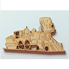  Natúr fa gőzmozdony, mérete: 120x67x3 mm dekorációs kellék