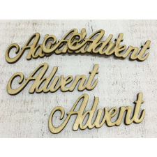 Natúr fa - "Advent" felirat 9,5cm 5db/csomag dekorációs kellék