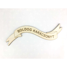 Natúr fa - "Boldog karácsonyt" szalag 23cm dekorációs kellék