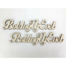 Natúr fa - "Boldog Új Évet" felirat 14,5cm 2db/csomag dekorációs kellék