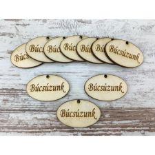 Natúr fa - "Búcsúzunk" ovál tábla 2,5x4cm 10db/csomag dekorációs kellék