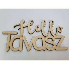 Natúr fa - "Hello Tavasz" felirat 14x7,5cm dekorációs kellék