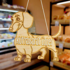 Natúr fa - "Kutyabarát üzlet" tábla 24cm dekorációs kellék