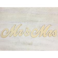 Natúr fa - "Mr & Mrs" írott felirat 65cm dekorációs kellék